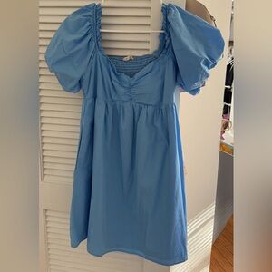 Blue Puff Sleeve Women's Top
